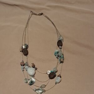 Dressbarn Multi-Layered Necklace with Blue and Brown Accents
